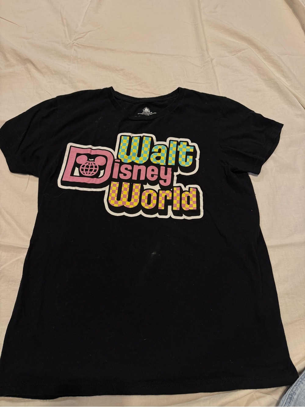 Disney Black Short Sleeve Tee with Multicolor 'Walt Disney World' Graphic